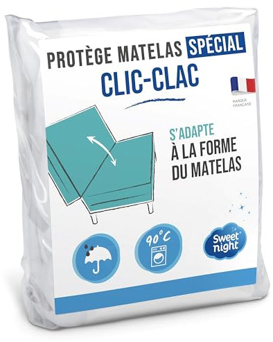 SWEET NIGHT - Protège Matelas pour Clic Clac | 120x190 cm | Alèse Imperméable | Lavable à 90°C