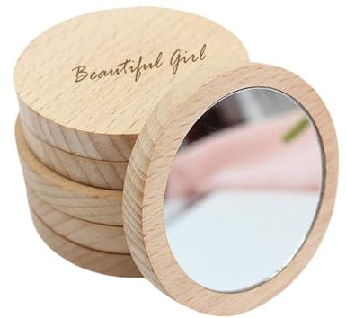 miguha Personalisierter Mini-Schminkspiegel, Personalisierte Schminkspiegel-Geschenke for Frauen, Individuell Gestalteter Kleiner Schminkspiegel Aus Holz, Runder Kompaktspiegel, Taschenspiegel