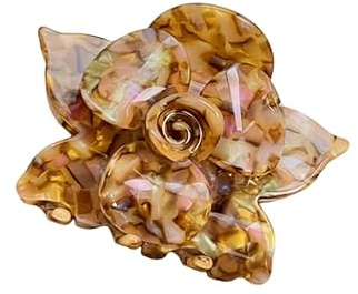 Dahlia Flower Hair Clips for Women, High Grade Hair Claw Clips for Women Thin Thick Curly Hair, Non-slip Strong Hold Jaw Hairclips Brown