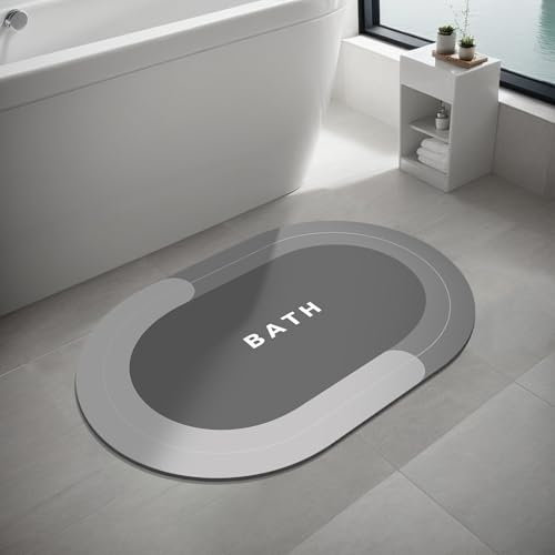 Doilc Bath Mat Rug for Tapis de Bain Tapis de Salle de Bains en Caoutchouc Antidérapant à Séchage Rapide, Tapis Fin pour Sol de Salle de Bain, Baignoire, Cuisine, Toilettes avec Couche Absorbante
