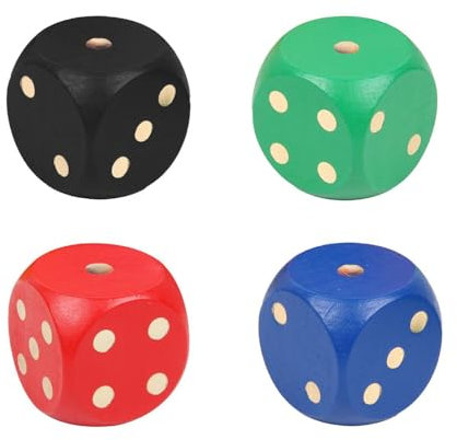 HDGSAFD Confezione da 4 Dadi in Legno, Dadi Grandi, Gioco di Lancio, Giocattolo Educativo, Supporto Gioco Interattivo