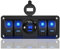 Chelhead 4 Gang Panneau de commutateur à bascule basse tension 12V, avec éclairage arrière LED bleu, connecteurs de câblage, panneau de commutateur à bascule étanche à l'eau avec voltmètre