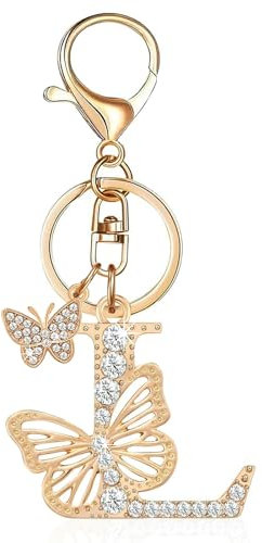 Porte-clés pour femme - Lettre papillon - Porte-clés - Lettre - Cadeau de rentrée des classes - Cadeau pour fille et femme, Papillon L, taille unique
