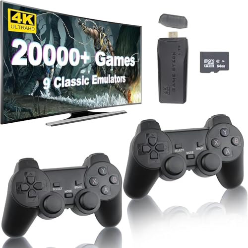 EleBikk Retro Spielekonsole, Retro Gaming Stick, Retro Konsole Spielkonsole Videospielkonsole M8 64G 4K HDMI-Ausgang, 20000+ Spiele, 2.4G Wireless Game Controller, TV Videospielmaschine Spielzeug
