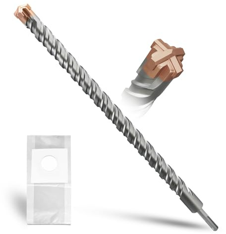 METOTY SDS Plus bohrer 25mm×460mm，mit 4 Hartmetallschneiden,Kopf mit Beschichtung,Steinbohrer,Hammerbohrer,Betonbohrer,Für Stein,Beton,Naturstein,Ziegelmauer