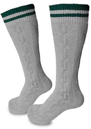 Steigenhöfer Manufaktur Trachtensocken Herren und Damen Lang – Klassische Kniebundstrümpfe im Zopfmuster – Oktoberfest Strümpfe aus Baumwolle für Männer & Frauen