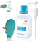 Complete Wash Kit – Octenisan Antimicrobial Wash 500ml with Holou Pump compactible with Octenisan & Microfibre Bath Mit – Antibacterial Body Wash for Gentle Cleansing – Sensitive Skin & Daily Hygiene