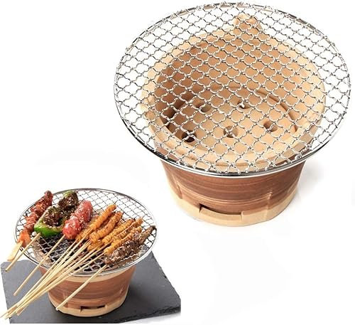 PNAJFUEL Outdoor-Grill Aus Ton – Kleiner Keramik-Rotisserie-Grill Für Camping Undknick/Brown/L
