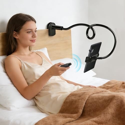 Soporte para Kindle de Cuello de Cisne con Mando a Distancia Pasapáginas para Leer en la Cama, Soporte de Mesa para Tabletas, Brazo Largo Flexible para Tabletas, iPhones y Accesorios Kindle