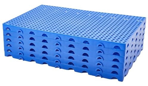 Garvee 6X Palette Plastique Industrielle, 100x60x5cm, Polypropylène Bleu | Robuste, Empilable, emboîtable, surface antidérapante facile à nettoyer, Idéale pour stockage, expédition, entrepôt, garage