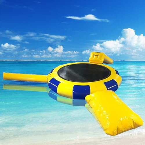 Trampoline gonflable pour piscine et lac – Transat d'eau géant avec toboggan, trampoline flottant de 4,8 m pour les loisirs de plein air