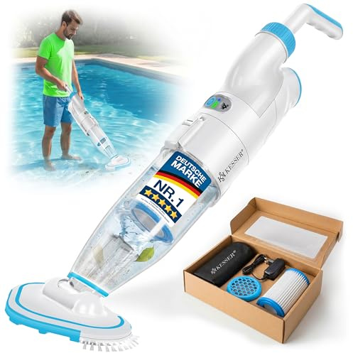 KESSER® Poolsauger mit Akku | elektrische Pool Bodensauger | Poolreiniger mit Filter & 2-Geschwindigkeits-System | Handsauger Reinigungsset kabellos bis zu 15m³