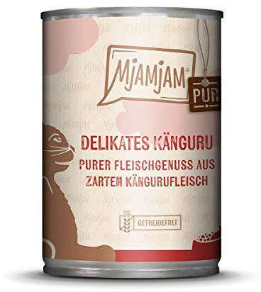 MjAMjAM Katzen Nassfutter: purer Fleischgenuss - zartes Känguru pur - 6er-Pack, hoher Fleischanteil