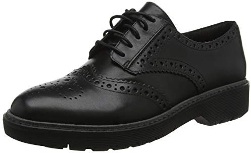 Clarks Alexa Darcy, Zapatos de Cordones Derby Mujer, Negro (Black Leather-), 36 EU