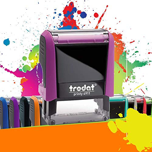 Trodat Printy 4911 - Tampon Encreur Professionnel Automatique 3 lignes À Personnaliser - Empreinte 38 x 14 mm Offerte (Rose Pastel)