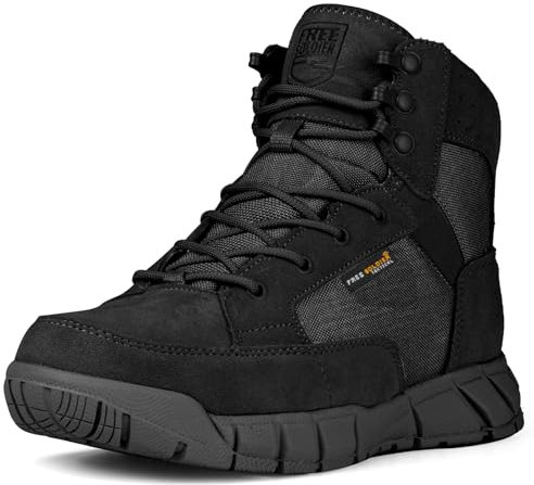 FREE SOLDIER Herren Stiefeletten Ultralight Military Tactical Arbeit Stiefel Knöchelhoch 6 Inch Zoll Spitze bis atmungsaktiv Desert Boots(Schwarz,43,Dünnschnitt)
