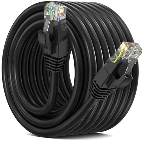 Maximm Cat 6 Ethernet Cable 50 Ft, LAN, Internet, Patch and Network Cable - UTP (Black) 50 Feet Cord