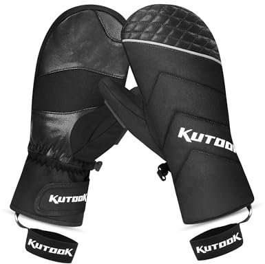 KUTOOK Ski Handschuhe Fäustlinge Herren Damen Winterhandschuhe Fausthandschuhe Thermo für Skifahren Snowboard Fahrrad Motorrad Skibekleidung L