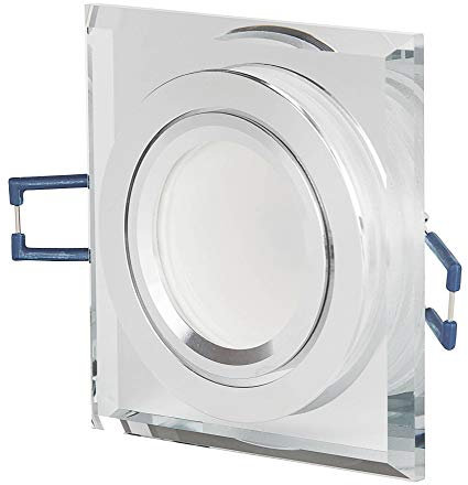 LED Einbaustrahler Glas eckig - transparent 6,5 Watt neutralweiß 230V - Einbau-Spot dimmbar schwenkbar flach als Deckenleuchte Decken-Strahler - Einbauleuchte 75-80mm Bohrloch
