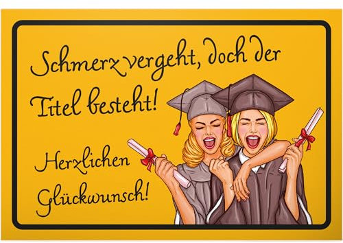DankeDir! Schmerz vergeht - Schild - Glückwunschkarte Deko Geschenk Abschluss Studium Studienabschluss Karte - Student Geschenkidee Master Geschenk Bachelor Partydeko Dekoration