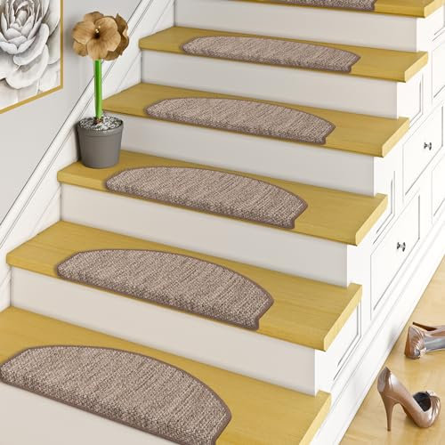 Pergamon Bentzon - Alfombra de Escalera Plana Tejida - Marrón (semicircular) - 2 Tamaños