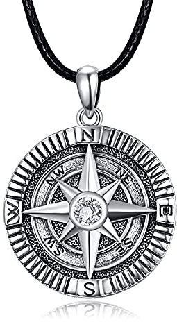 KINGWHYTE Kompass Halskette 925 Sterling Silber Go in the Directon of Your Dream Anhänger Graduation Schmuck Geschenke für Männer