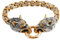YCYR Männer Edelstahl Königskette, Nordischen Wikinger Wolfskopf Keltischen Fenrir Armband Schmuck, Handgefertigte Schnitzerei Vintage Totem Manschettenarmband,Wolf,23cm/9.05 in