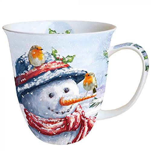 Ambiente Weihnachtsschneemann & Rotkehlchen Becher 0,4 L Gesellschaft leisten