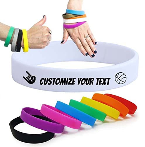 Temeite Kautschukband, 100% umweltfreundliches Silikonmaterial, Modisch und Design, Geeignet für alle Altersgruppen, Regenbogen-Silikonarmband, Personalisiertes Armband (Farbe: Weiß)