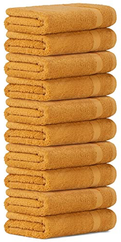 Luckytowel 10er Set Handtücher 50x100 cm 100% Baumwolle, 600g/m² Oeko-Tex Handtuch-Set 10er Pack Gold