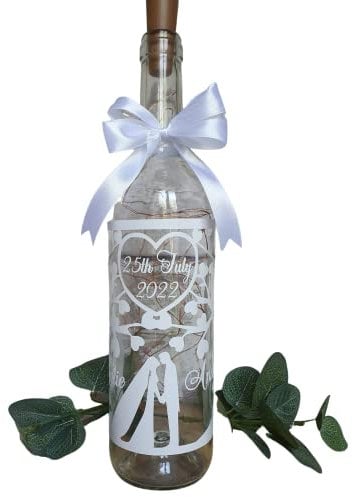 Personalised Light up Bottle, Wedding or Anniversary Gift, 2m LED Lights