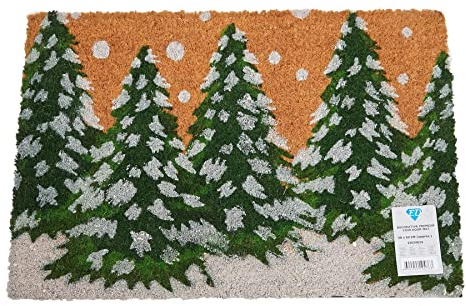 Roseley Christmas Doormat 40 x 60cm Natural Coir Coconut Runners Decorative Welcoming Xmas Mat Home Office Entrance Hallway [Xmas Forest]