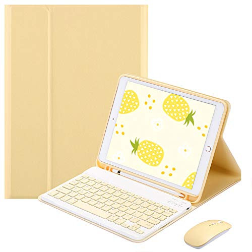 QYiiD Custodia per tastiera con mouse per iPad Pro 12.9 2022/2021/2020/2018(6, 5, 4a e 3 generazioni), QWERTZ con tastiera Bluetooth rimovibile con custodia in pelle PU, portapenne, per iPad Pro da