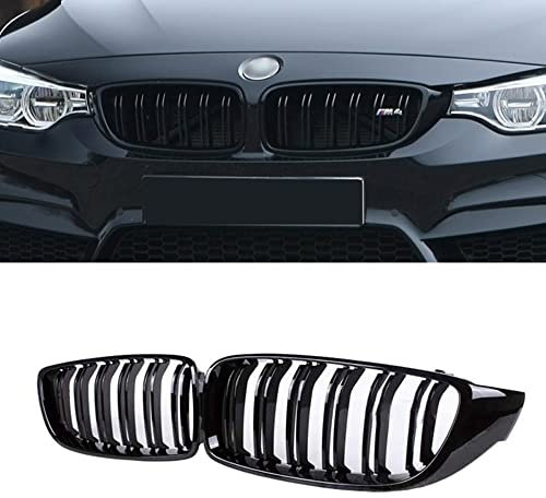 PAISEN BMW 4er F32 Frontgrill Doppellinie Hochglanz Schwarz (2014-2020) | Originalgetreues Design | Für Coupé & Cabrio | 420i, 430i, 440i, M4 | Einfache Montage
