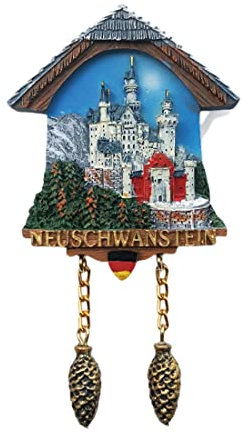 Neuschwanstein Germany 3D Kuckucksuhr Kühlschrankmagnet Souvenir Geschenk, Kunstharz Handmade Neuschwanstein Kühlschrankmagnet Home & Kitchen Dekoration Kollektion