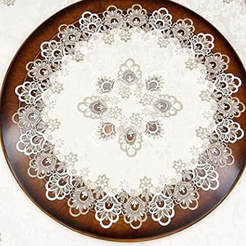 RANRAO Bestickte Spitze Blume Tischdecke, Runden Blumen-Form Matte Tischset, Spitze Blumen Retro-Tischdecke, Staubdichte Tischdecke Platzsets Tisch für Küche, Bankett, Hochzeit Deko, Heimdekoration