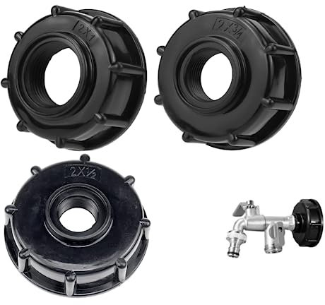 SLshiBo 3 Stück IBC Adapter Kappe Set S60x6 auf 1/3/4/1/2 IBC Container Zubehör Adapter Kappe Deckel IBC Wassertank Adapter IBC Tank Deckel Adapter für 1000L Wassertank & Behälter