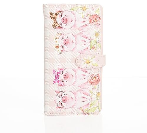 Shagwear Damen Portemonnaie Mädchen Geldbörse Groß Langformat PU Leder - Viele Fächer/Kartenfächer mit Münzfach mit RFID-Schutz und stilvollen Designs - Schweinchen in Markt (Rosa)