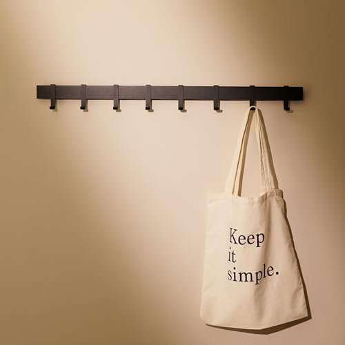 Design Amburgo Appendiabiti da parete design I Attaccapanni da muro I Appendiabiti ingresso I Accessori d'ingresso da parete I Appendi abiti per muro con ganci mobili in metallo | Nero 80 cm