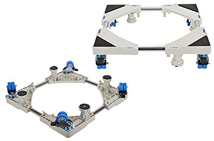 YHJZSM Verstellbarer mobiler Waschtisch, Waschmaschinen- und Trocknerständer, Anti-Vibrations-Länge: 52–72 cm, Breite: 46–66 cm, Kühlschrank-Sockelständer, Trolley, Anti-Vibrationsmatte/4