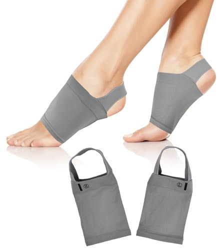 volumoon Silicona Soporte de Arco Compresión Mangas, Almohadillas de Gel para Soporte de Arco Plantar(2 Unidades), para Aliviar El Dolor de Pies, Arcos Caídos, Pies Planos, Gris