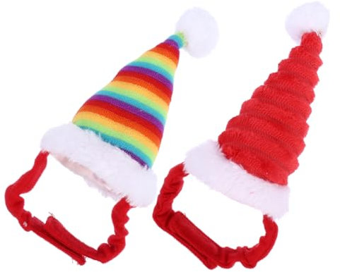 Amosfun 6 STK Hamster-weihnachtsmütze Haustier-Weihnachts-Outfit Mini-weihnachtsmann-mützen Meerschweinchen Weihnachtskostüm Katze Weihnachtskostüm Hund Sombrero-Hut Deckel Flaum Igel