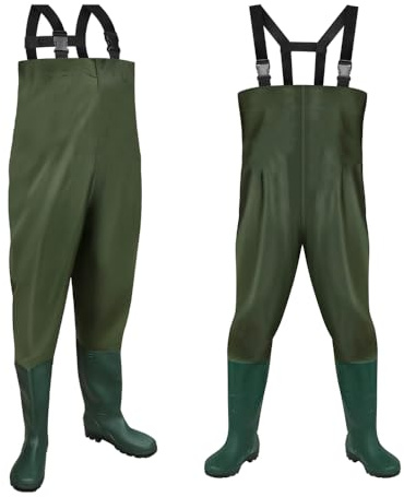 Ansobea Watbyxor herr vattentäta, fiskebyxor vattentäta med stövlar, vadarbyxor neopren 70D nylon för fiske, bondgård, byggnadsarbete