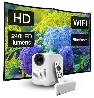 HP Proyector CC180W Promo 3 en 1, proyector HD portátil - Combo de proyector y pantalla para exteriores, banco de energía USB-C, proyector de corto alcance con wifi y Bluetooth, control remoto