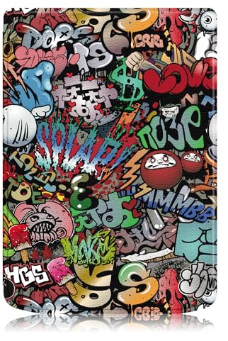 Yiernuo Custodia per Pocketbook Verse ‎PB629 /Verse Pro PB634 6 Pollici e-Book Reader,Ultra Sottile Cover con Auto Sveglia/Sonno,Graffiti