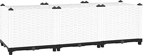 Cosisti Lit Surélevé Jardinière d'Extérieur Carré, Potager sur Pied, Bac Jardiniere Exterieur, Balcon en Polypropylène - Blanc - 120 x 40 x 38 cm