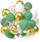 60 Luftballons Salbei Grün Gold Weiß, 12” Olive Grün Latex Ballons, Retro Grün Luftballons, Metallic Gold Konfetti Helium Balloons für Kinder Geburtstag Babyparty Hochzeit Graduierung Feier Deko