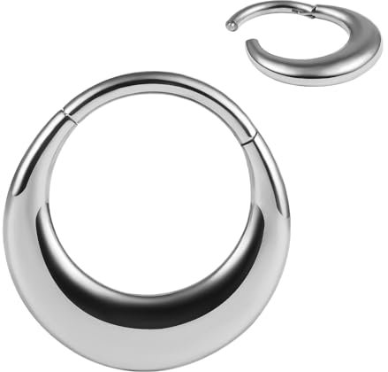 Vankula Septum Piercing Ring Hinged Segment Clicker 8mm 16g Chirurgenstahl Helix Daith Tragus Conch Piercing Schmuck für Frauen und Männer Hoop Silber