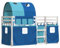 vidaXL Etagenbett, Kinderbett mit Vorhängen Leiter, Hochbett Spielbett für Kinder ab 6 Jahren, Doppel Stockbett Bett, Blau 90x200cm Massivholz Kiefer