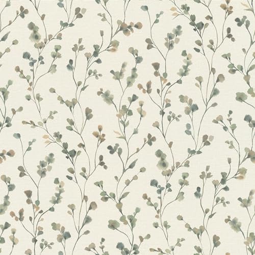 Rasch Tapete 486148 - Helle Vliestapete mit kleinen Blumen in Grün und Blau in Aquarelloptik aus der Kollektion Country Charme